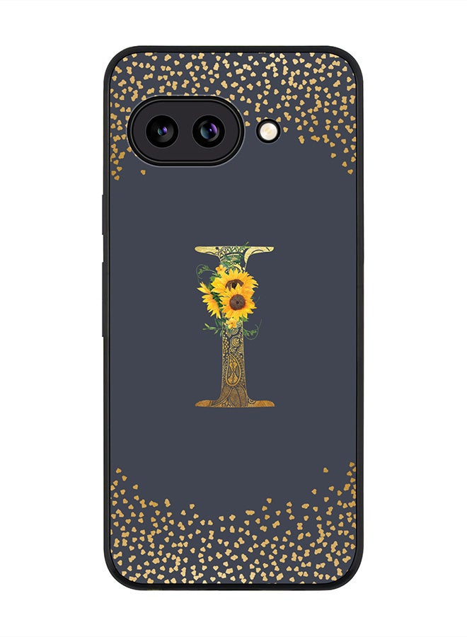 For Google Pixel 9a Case,Slim fit Camera Protection, Shockproof Thin Phone cover  - Custom Floral Monogram - I  (Grey )