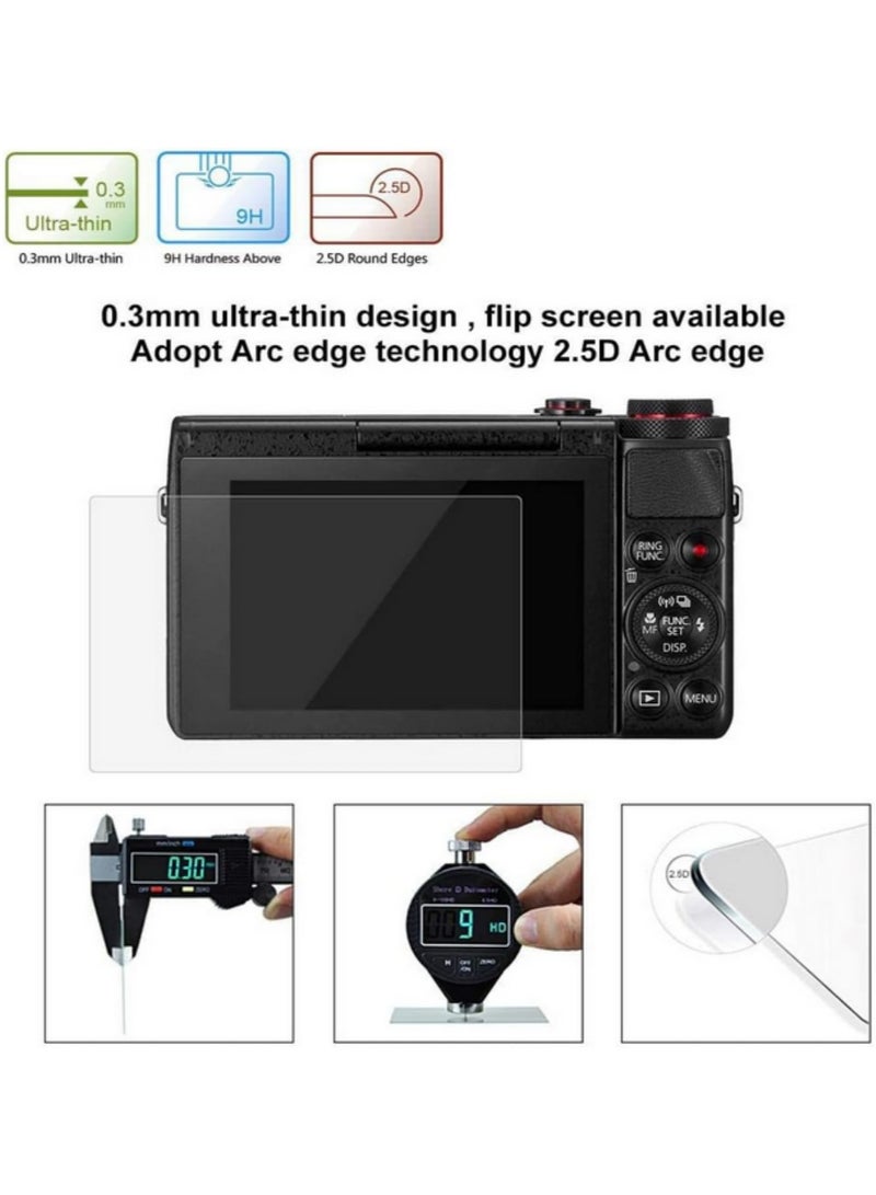 2 حافظة شاشة زجاج مقوى لـ Canon G9X G9X II G7X G7X II Mark 2 Mark II G5X G9 G7 G5 X G1X III G1X III M6 M100 M50 - حماية شاشة LCD للكاميرا (عبوتين) - Image 3