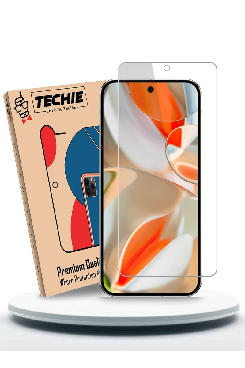 Techie HD Tempered Glass Screen Protector for Google Pixel 9/9 Pro 5G - Anti Reflection Anti Bubbles 9H Hardness 0.33 mm Rounded Edges Easy Installation - Image 1