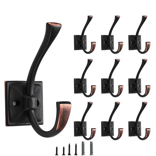 CABDM 5 Pack Decorative Heavy Duty Towel Hooks for Hanging Robe Double Oil Rubbed Bronze Coat Hooks Wall Mounted with Screws for Key, Towel, Bags, Cup, Hat - Image 1