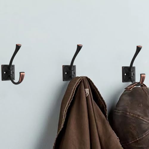 CABDM 5 Pack Decorative Heavy Duty Towel Hooks for Hanging Robe Double Oil Rubbed Bronze Coat Hooks Wall Mounted with Screws for Key, Towel, Bags, Cup, Hat - Image 4