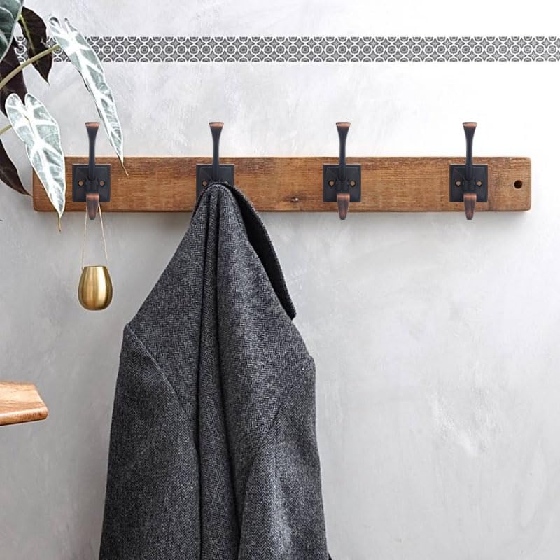 CABDM 5 Pack Decorative Heavy Duty Towel Hooks for Hanging Robe Double Oil Rubbed Bronze Coat Hooks Wall Mounted with Screws for Key, Towel, Bags, Cup, Hat - Image 5