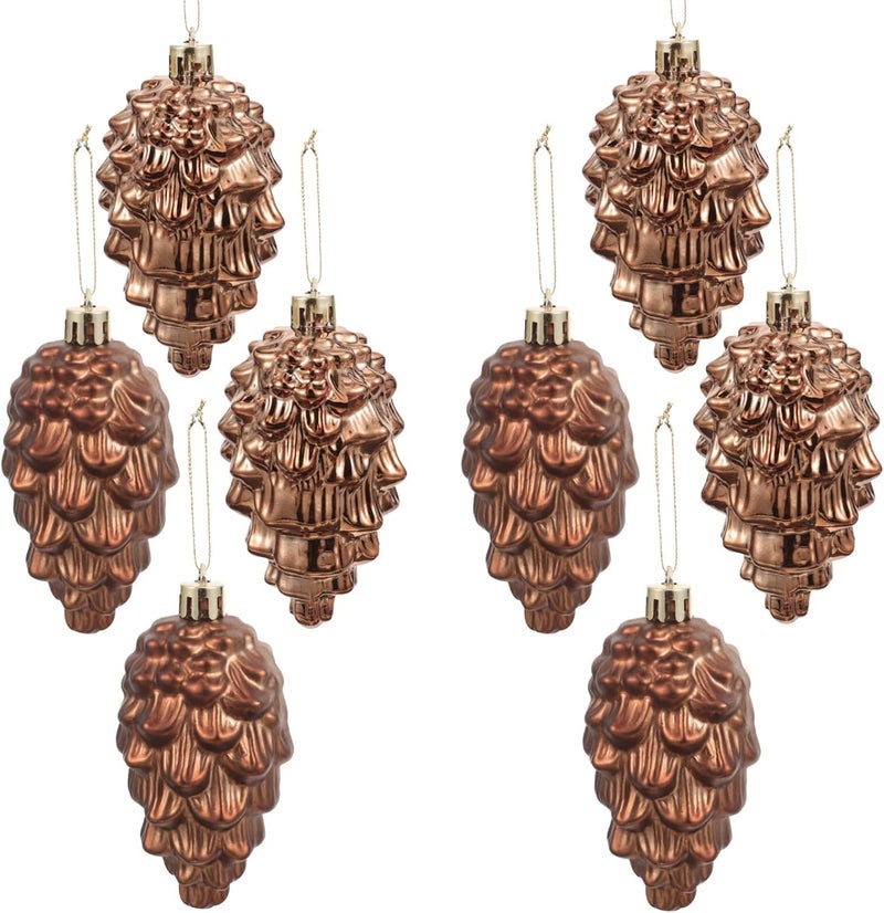 klarako Christmas Pinecone Ornament 8pcs Natural Pine Cones Fall Hanging Pine Cone Pendant with String Holiday Hanging Ornament for Thanksgiving Tree Decoration Harvest Autumn Craft Accessory - Image 1