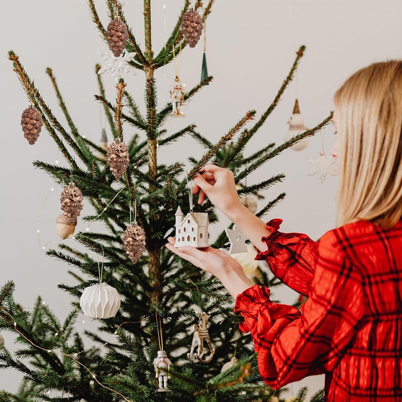 klarako Christmas Pinecone Ornament 8pcs Natural Pine Cones Fall Hanging Pine Cone Pendant with String Holiday Hanging Ornament for Thanksgiving Tree Decoration Harvest Autumn Craft Accessory - Image 2