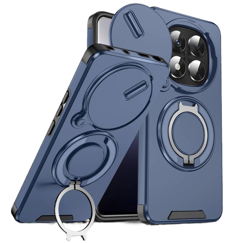 MS غطاء واقي، مقاوم للصدمات لـ Redmi Note 14، حامل، حماية من السقوط، Lemon Yellow بوظيفة حامل باللون الأحمر - Image 3