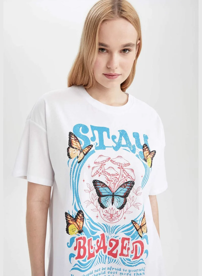 DeFacto Woman Oversize Fit Crew Neck Knitted Short Sleeve T-Shirt