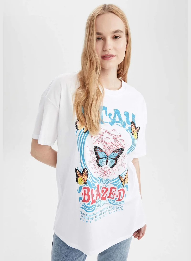 DeFacto Woman Oversize Fit Crew Neck Knitted Short Sleeve T-Shirt