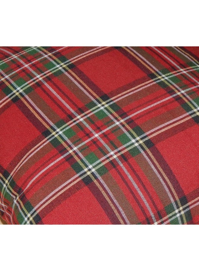 Tiny Break Cotton Edward Tartan Plaid Cushion Cover - Hand Woven - Sofa Throw Pillow Case - Bed Cushion Cover - 18 x 18 Inch - Set of 2 - Red - Image 3