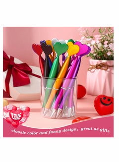 Y&D Heart Shaped Pens Ballpoint Spin Office 1 mm Black Gel Ink Rollerball Kids  Party Favor for School Supply (48 Pieces Multicolor)  - Image 3
