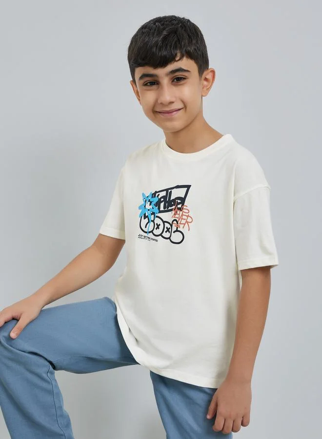 Styli Teen Boys Oversized T-Shirt with Graffiti Print