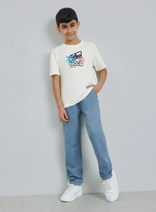 Styli Teen Boys Oversized T-Shirt with Graffiti Print
