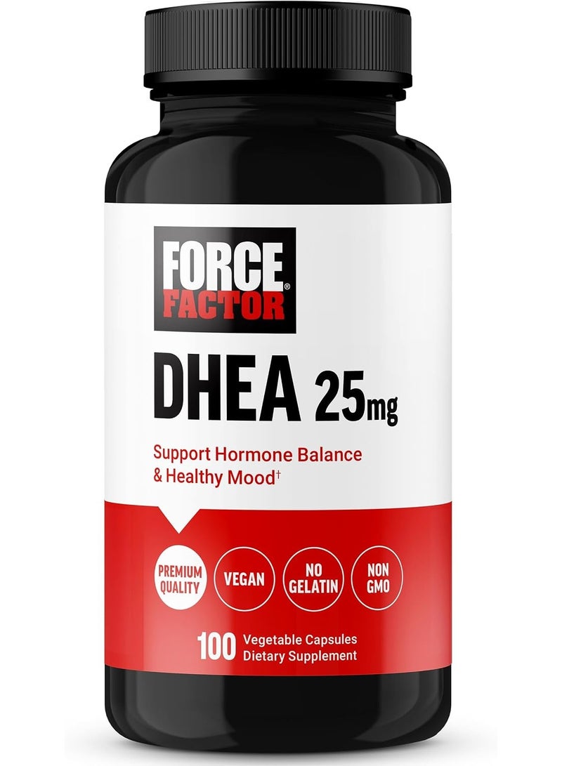 Force Factor DHEA 25mg, DHEA Supplement for Women & Men | Support Hormone Balance & Healthy Mood 100 Vegetable Capsules - Image 1