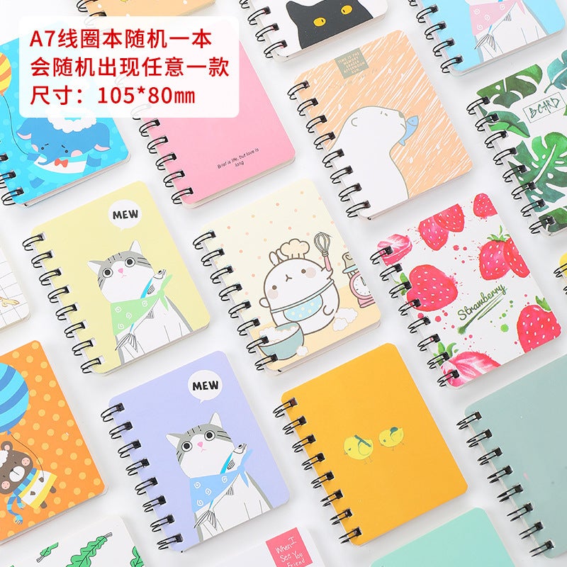 Creative Cartoon Rollover Coil Book Cute A7 Coil Book Notepad 80 Words Book Primary School Prize - Image 5