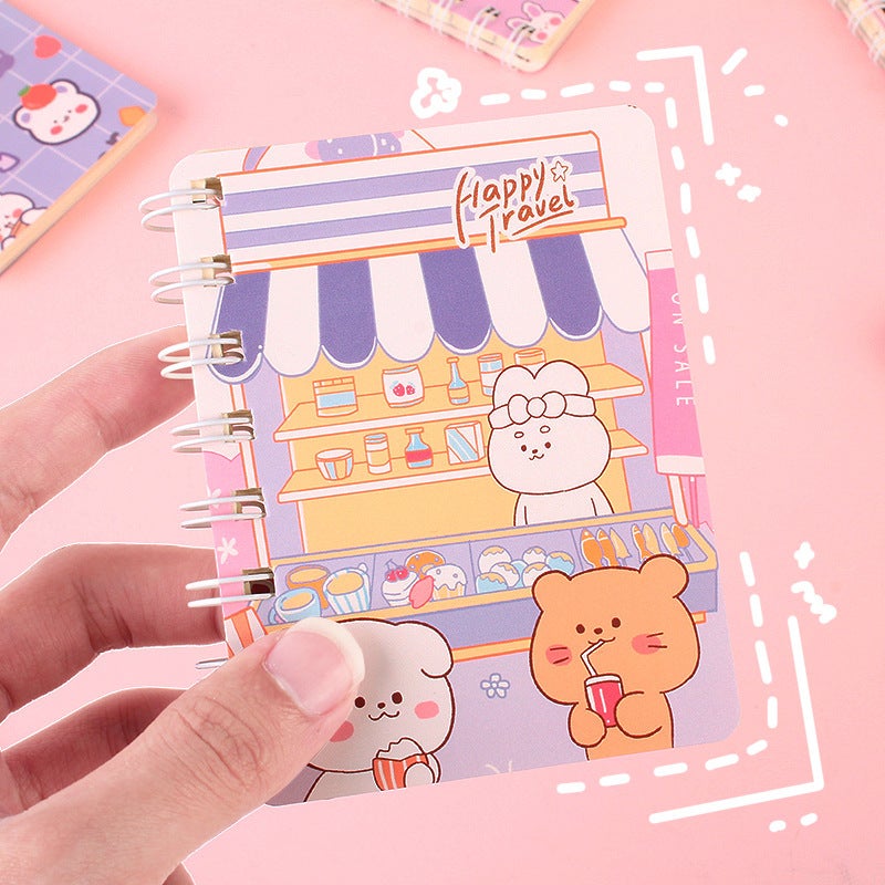 Creative Cartoon Rollover Coil Book Cute A7 Coil Book Notepad 80 Words Book Primary School Prize - Image 2