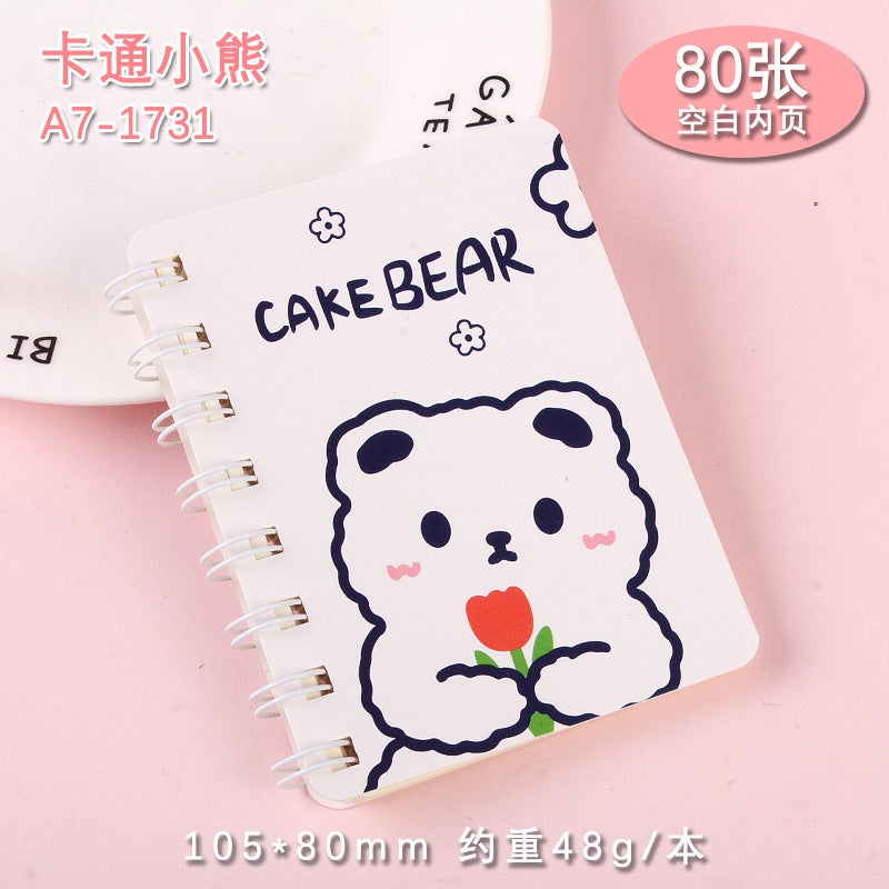 Creative Cartoon Rollover Coil Book Cute A7 Coil Book Notepad 80 Words Book Primary School Prize - Image 1