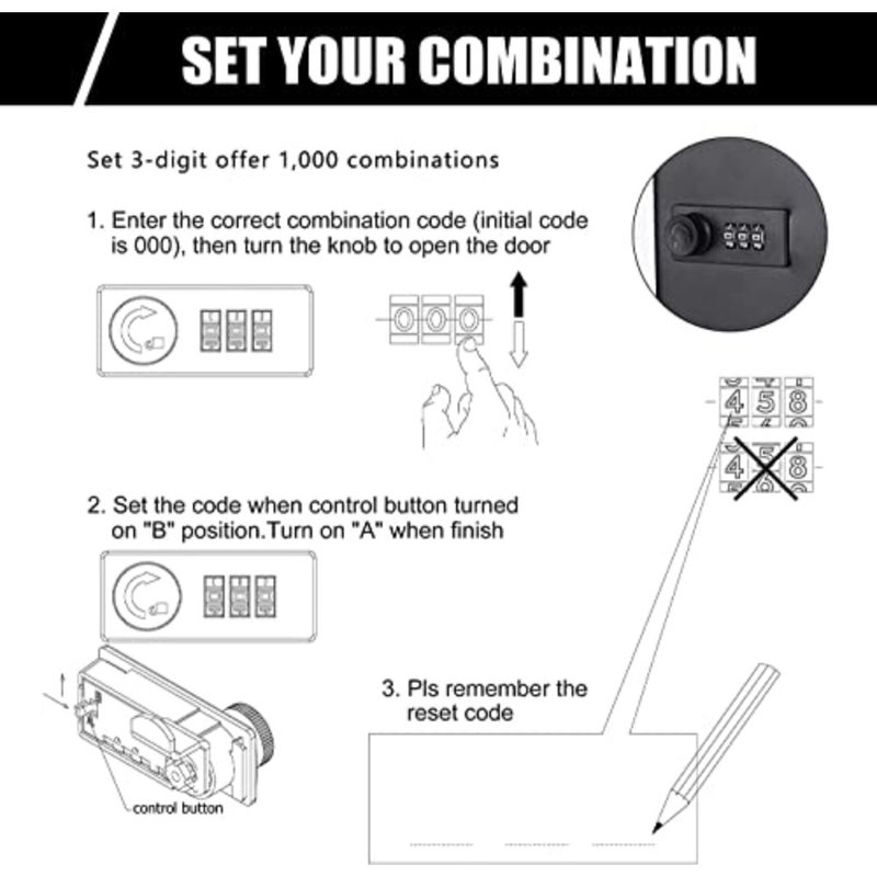 Key Steel Security Cabinet Box, Key Box Wall Mount with Combination Lock, Steel Security Locking Keys Cabinet, Storage Key Lock Box with Code, Key Management Cabinet 48 Key (Combination Lock - Image 4