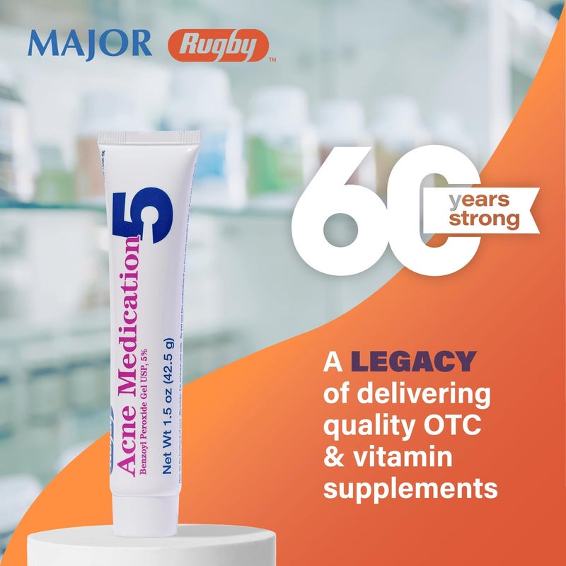 Rugby Acne Medication - Benzoyl Peroxide Gel USP 5% - Vanishing Formula - Greaseless - Helps to Clear Up Acne Pimples - 1.5 Oz. (3 Pack) - Image 5