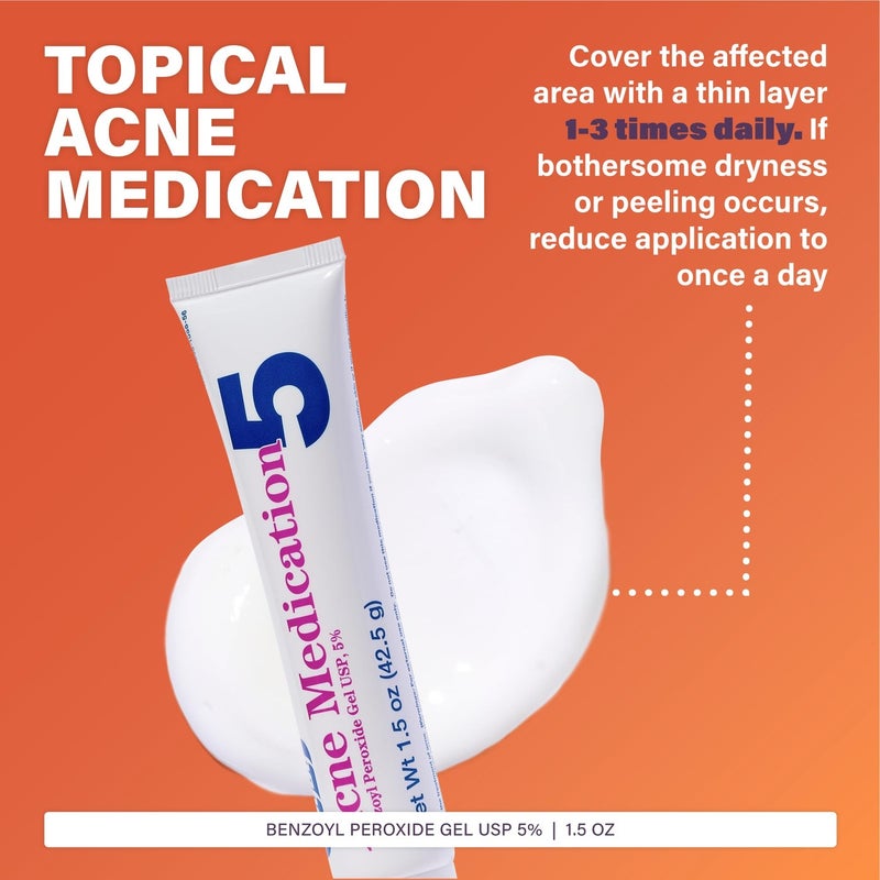 Rugby Acne Medication - Benzoyl Peroxide Gel USP 5% - Vanishing Formula - Greaseless - Helps to Clear Up Acne Pimples - 1.5 Oz. (3 Pack) - Image 2