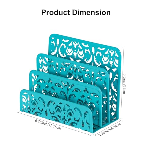 EasyPAG Mail Organizer Countertop 2pc Desk Mail Sorter for Envelope 3-Slot Vertical Letter Holder for Office, Home, School, Dark Teal - Image 5