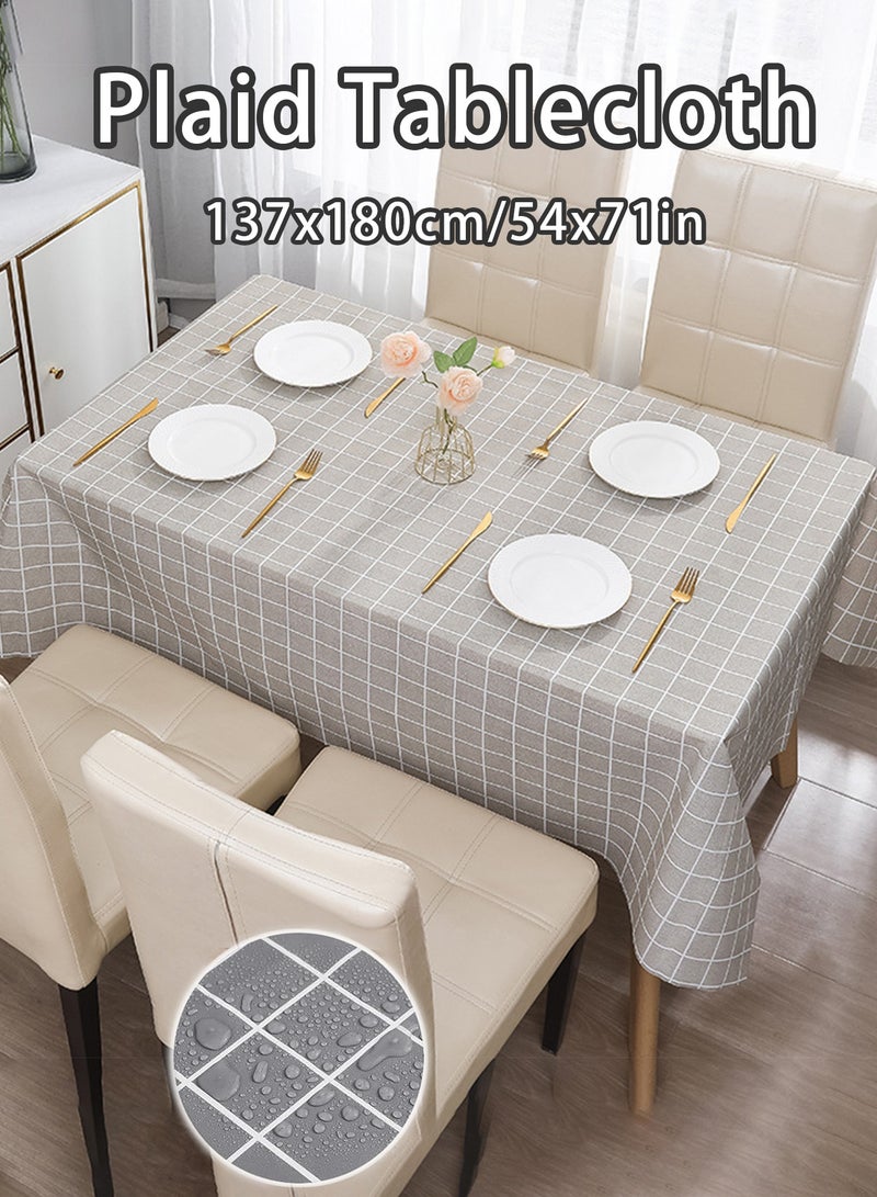Tablecloth, Thin waterproof and oil resistant table cover, Cuttable table protector with mesh pattern, Easy to clean foldable tablecloth for kitchen, dining room, parties, picnics and home use 54 x 71 inches (Gray) - Image 1