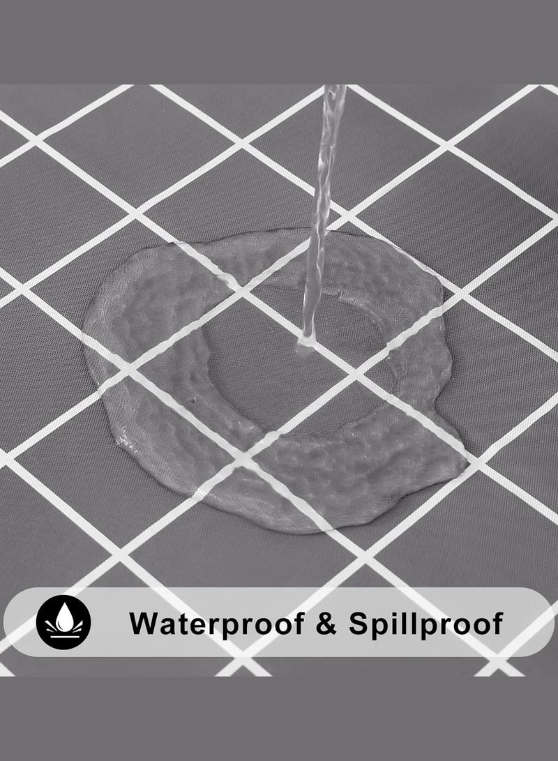 Tablecloth, Thin waterproof and oil resistant table cover, Cuttable table protector with mesh pattern, Easy to clean foldable tablecloth for kitchen, dining room, parties, picnics and home use 54 x 71 inches (Gray) - Image 3