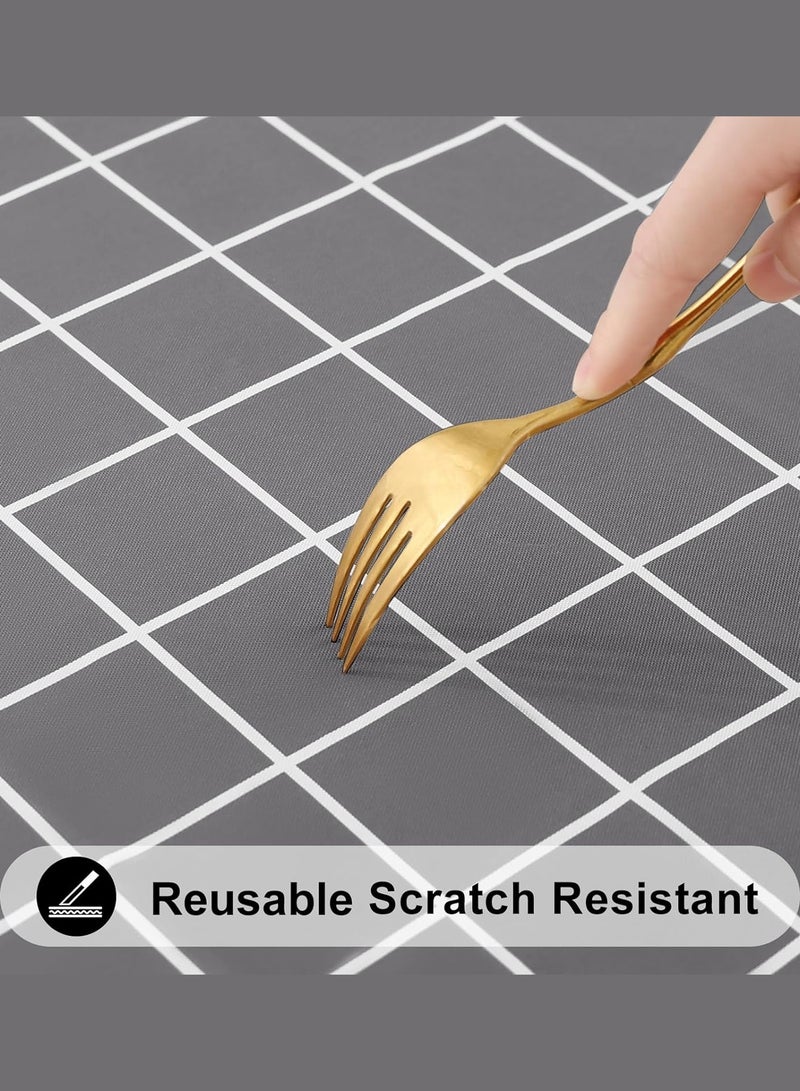 Tablecloth, Thin waterproof and oil resistant table cover, Cuttable table protector with mesh pattern, Easy to clean foldable tablecloth for kitchen, dining room, parties, picnics and home use 54 x 71 inches (Gray) - Image 5