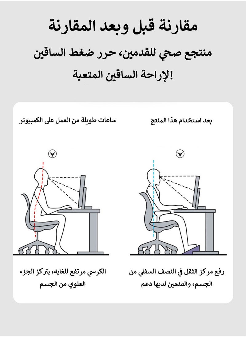 عربست مسند للقدمين تحت المكتب في العمل مسند للقدمين قابل للتعديل مع مسند للقدمين تحت المكتب في العمل مزود بملمس تدليك وبكرة كرسي مريح للقدمين مع 6 ارتفاعات للمنزل، المكتب، المكتب، المدرسة أسود  - Image 2