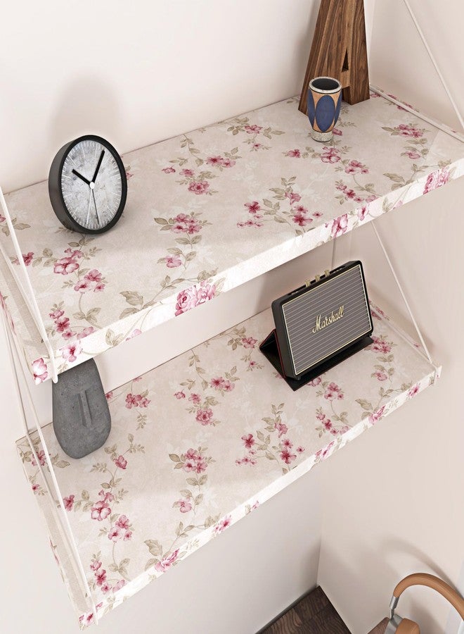 WESTICK Pink Floral Contact Paper for Walls Floral Peel and Stick Pink Wallpaper Vintage Self Adheisve Retro Rose Flower Wallpaper for Gilrs Bedroom Accent Wall Nursery Room Cabinets 17.5" x 118" - Image 5