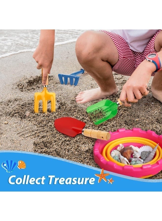 مجموعة أدوات حديقة معدنية للأطفال، تتضمن ألعاب رمل، ومجرفة، ومعول، ومجرفة أوراق، وألعاب مجرفة وملعقة للشاطئ، ومجموعة أساسية لصندوق رمل للأطفال الصغار، وإكسسوارات معدات الشاطئ، وأدوات البستنة الخارجية، مجموعة من 4 قطع - Image 3