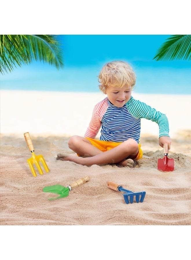 مجموعة أدوات حديقة معدنية للأطفال، تتضمن ألعاب رمل، ومجرفة، ومعول، ومجرفة أوراق، وألعاب مجرفة وملعقة للشاطئ، ومجموعة أساسية لصندوق رمل للأطفال الصغار، وإكسسوارات معدات الشاطئ، وأدوات البستنة الخارجية، مجموعة من 4 قطع - Image 2