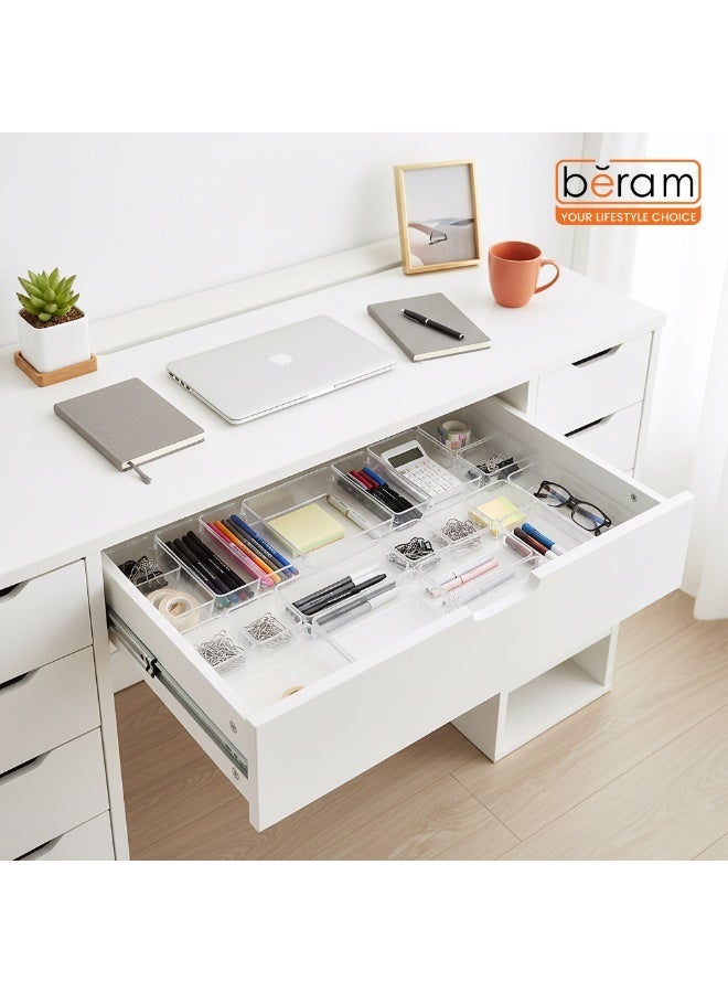 Beram 25PCS Clear Drawer Organizer Set – Transparent PET Storage Bins with Non-Slip Base, Includes 8 Small, 8 Medium, 6 Large & 3 XL Sizes, Stackable Multi-Purpose Containers for Makeup, Kitchen, Office & Bathroom - Image 4