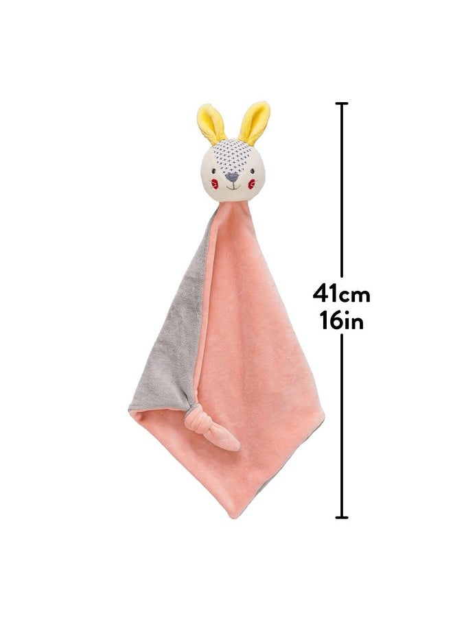 Petit Collage - Organic Cotton Newborn Baby Blanket Pink Bunny Soft Cuddly Blanket For Newborns Babies And Toddlers Measures 14.25” X 18” Cuddly Toy Made Of 100% Organic Cotton - Image 1