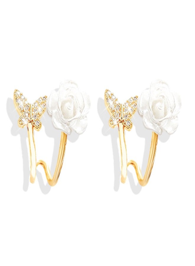 Frodete Pearl Flower Earrings for Women Wedding Earrings for Brides White Flower Dangle Earrings Bride Pearl Wedding Jewelry Gifts - Image 1