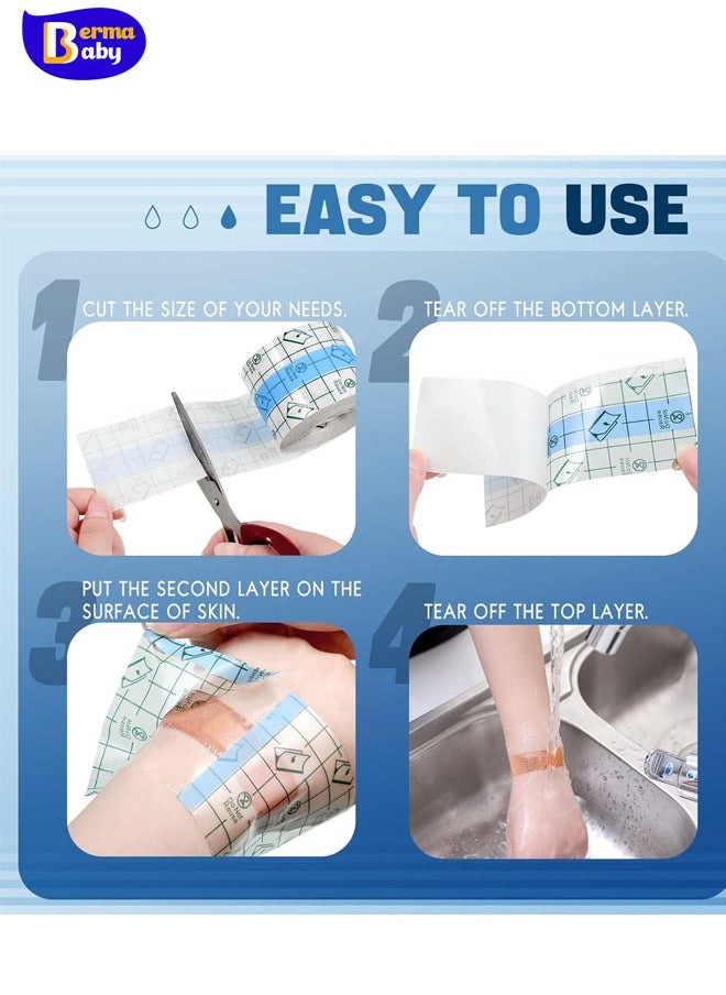 Berma Baby - Transparent Dressing Adhesive Bandage Waterproof Bandage Clear Adhesive Bandages Stretch Tape for Tattoos Swimming（5cm*5cm） - Image 1