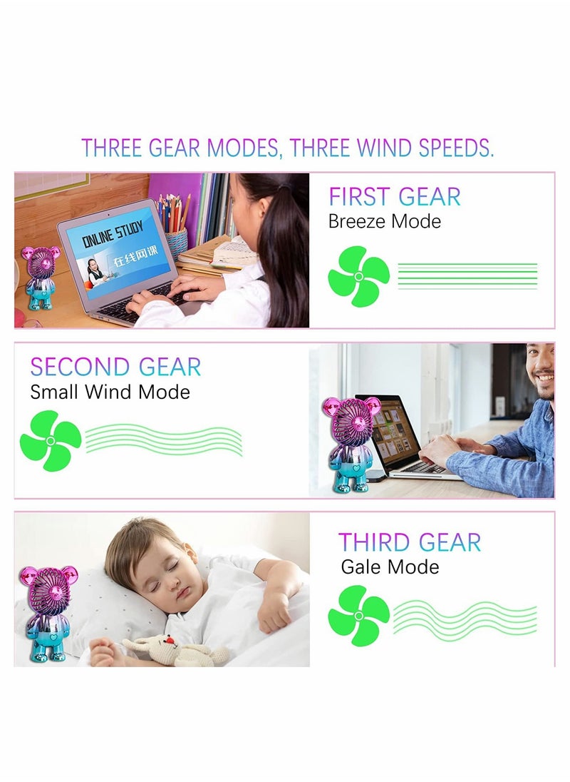 KASTWAVE Handheld Fan Portable Fan Mini Hand Held Fan with USB Rechargeable Battery 3 Speed Personal Desk Table Fan with Base Handheld Fan for Outdoor Travelling or Indoor Office Home (Green)  - Image 5