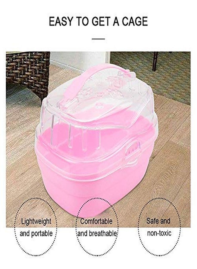 Sage Square Portable Carrier Traveler Vacation Carry Cage for Hamster/Dwarf/Gerbil/Mice Habitat - Durable & Lightweight (Pink) - Image 2