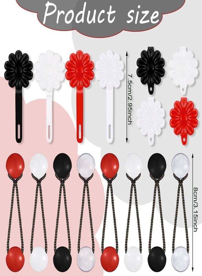 Jutom 72 Pcs Hair Barrettes Balls for Girls Self Hinge Hair Ties Bubble Accessories Set 80s 90s Bow Flower Plastic Clips for Baby Toddler(Black, White, Clear, Red) - Image 2