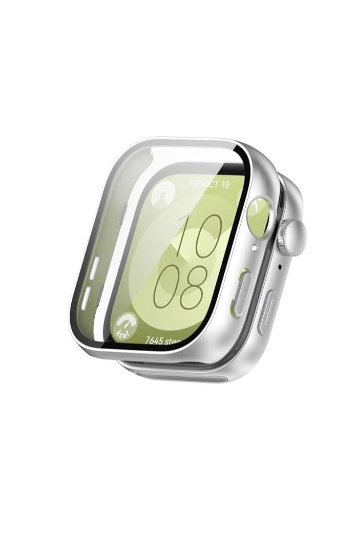 جراب ساعة رفيع متوافق مع هواوي ووتش فيت 4  ناعم مقاوم للصدمات بتغطية كاملة شاشة حماية مدمجة البولي يوريثين المقاوم للحرارة لون سيلفر - Image 2