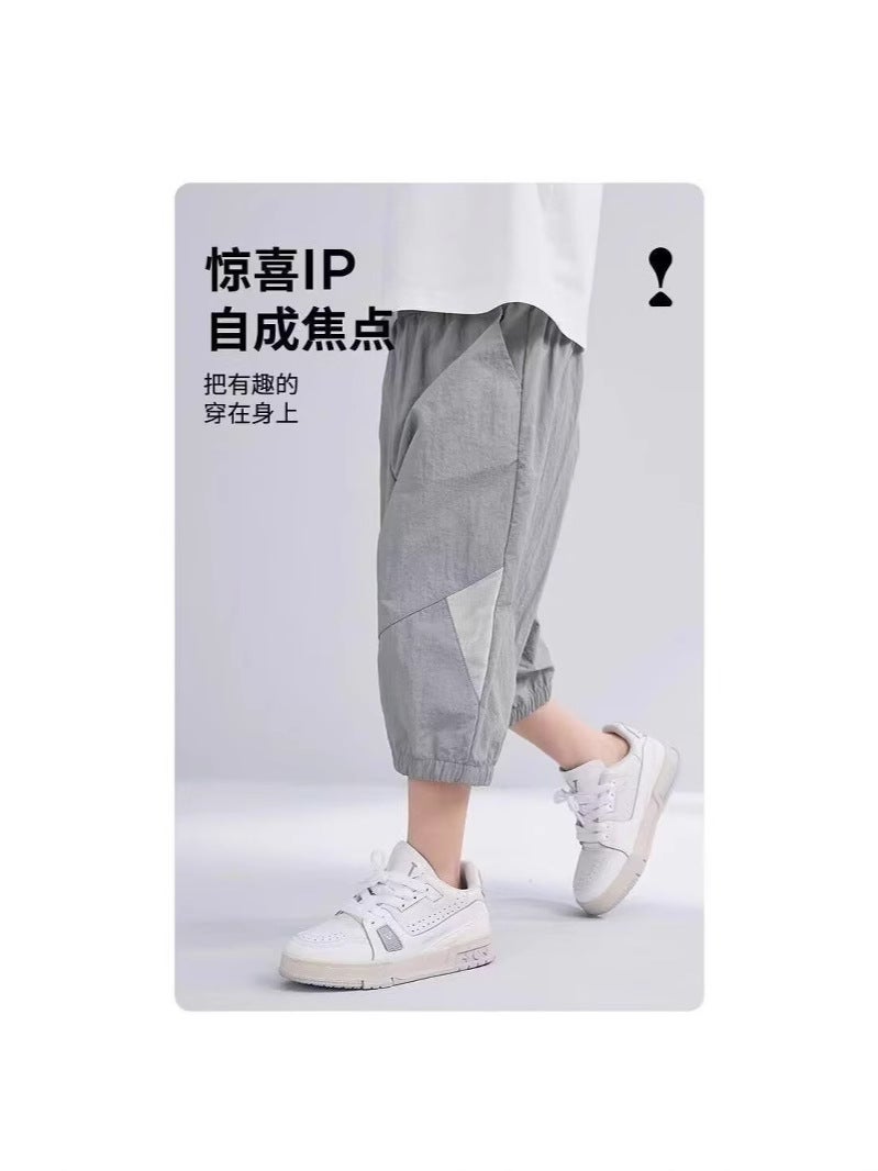 Wide-Leg New Children'S Casual Pants Girls' Pants Boys' Cropped Pants Summer Sports Pants Straight Pants Students - Image 4