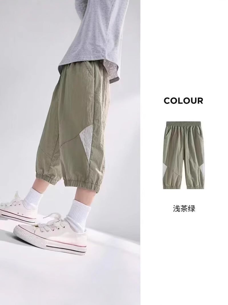 Wide-Leg New Children'S Casual Pants Girls' Pants Boys' Cropped Pants Summer Sports Pants Straight Pants Students - Image 5