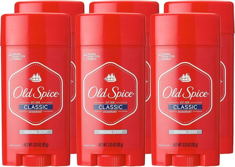 Old Spice Classic Deodorant Stick, Original Scent, 3.25 oz - Pack of 6