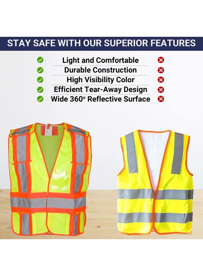 Dasher Products High Visibility Safety Vest - ANSI Class 2 Breakaway Vest with 5 Pockets, Yellow with Adjustable Hook and Loop Closure, Hi Vis Breathable Mesh, Heavy Duty Work Wear for Men or Women, 3 Pack (XL/XXL) - Image 5