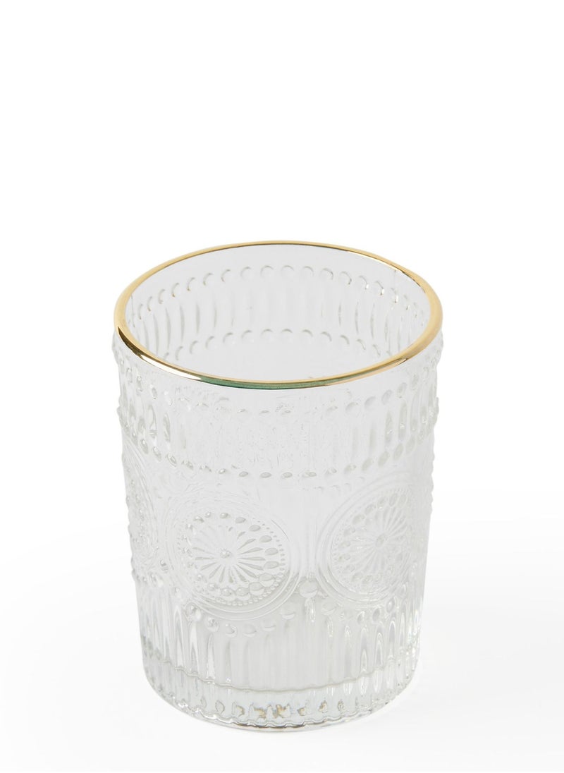 Prickly Pear Prickly Pear Gold Rimmed Sunflower Ribbed Glass 260ml - Elegant Drinkware  - Image 2