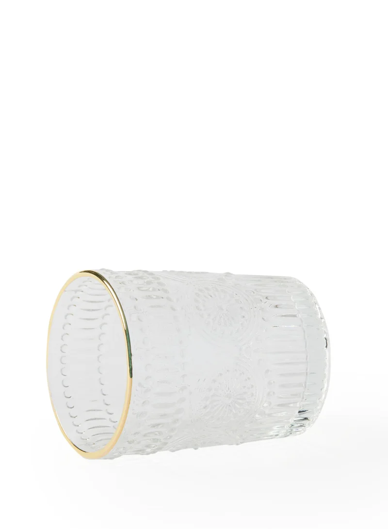 Prickly Pear Prickly Pear Gold Rimmed Sunflower Ribbed Glass 260ml - Elegant Drinkware