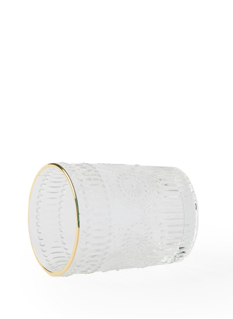 Prickly Pear Prickly Pear Gold Rimmed Sunflower Ribbed Glass 260ml - Elegant Drinkware  - Image 3