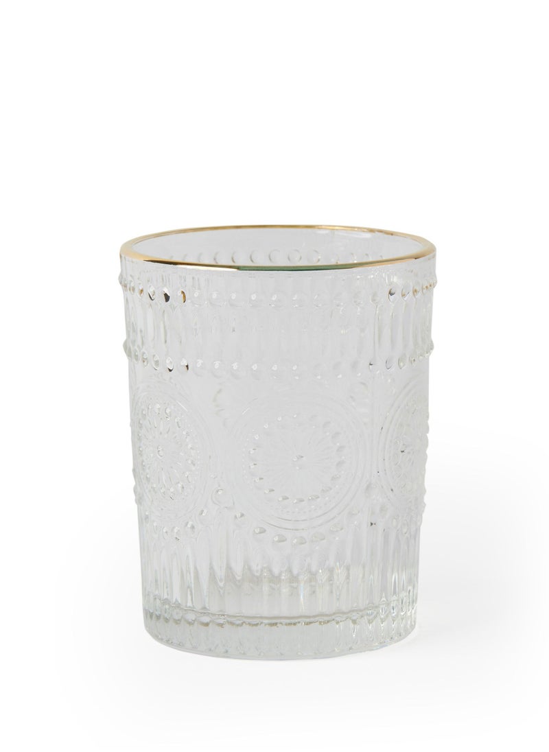Prickly Pear Prickly Pear Gold Rimmed Sunflower Ribbed Glass 260ml - Elegant Drinkware  - Image 1
