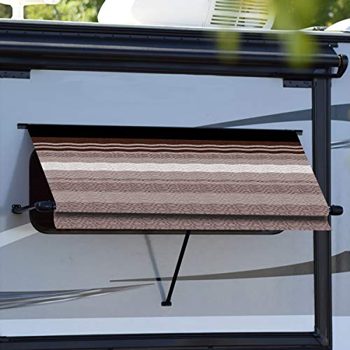 CAREFREE IF0558A62/ICJV01 Sierra Brown Dune Stripe 5.5 RV SL Standard Vinyl Window Awning, Black Arms-Choose Options - Image 2