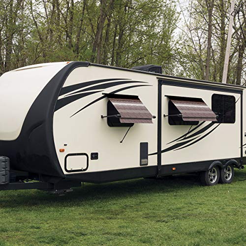 CAREFREE IF0558A62/ICJV01 Sierra Brown Dune Stripe 5.5 RV SL Standard Vinyl Window Awning, Black Arms-Choose Options - Image 4
