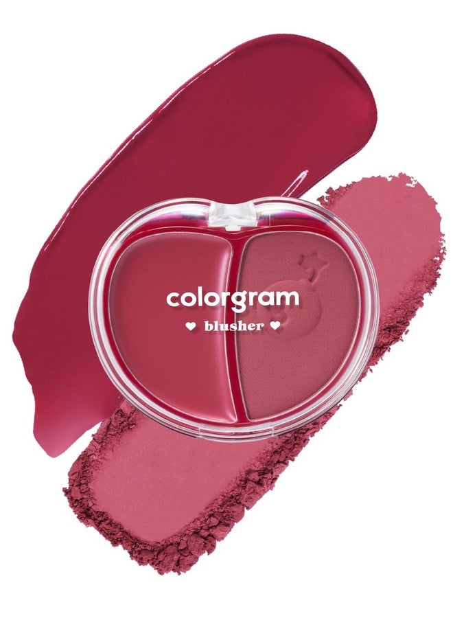 COLORGRAM TINTIN DORY DUO BLUSHER 05 RED HEART DUO | Dual Texture Cream & Powder Blush in One | Natural Flush to Matte Finish Cheek Color | Buildable, Compact Korean Blush for Daily Makeup - Image 1