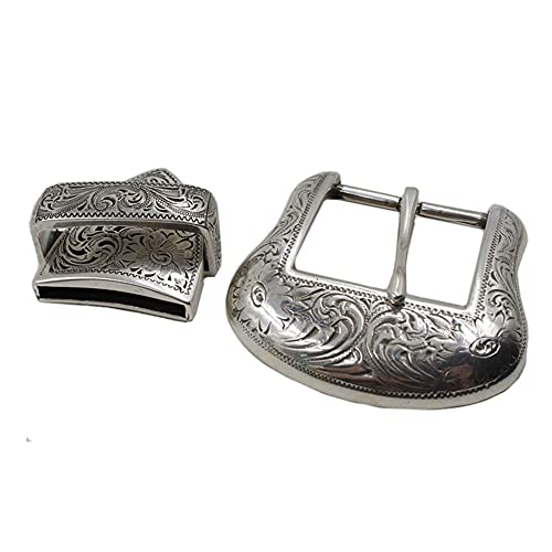 ToSSme Men Belt Buckles Silver Western Cowboy Buckles Set Belt Buckle (38mm Wide) - Image 4